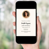 誕生日パーティーアイボリーバラ金ゴールドダイヤモンド写真 招待状