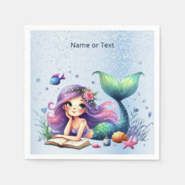 誕生日パーティーウォーターカラーマーメイドシーライフかわいい スタンダードカクテルナプキン