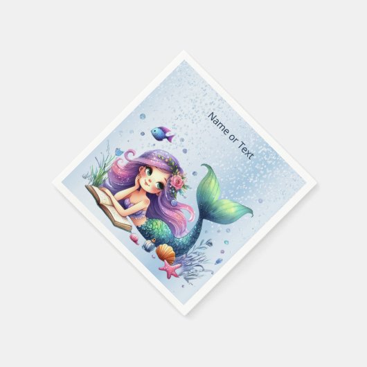 誕生日パーティーウォーターカラーマーメイドシーライフかわいい スタンダードカクテルナプキン (角)