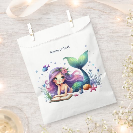 誕生日パーティーウォーターカラーマーメイドシーライフかわいい フェイバーバッグ (クリップ留めされた状態)