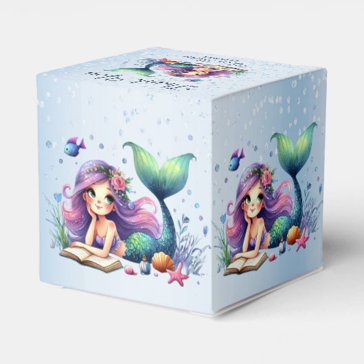 誕生日パーティーウォーターカラーマーメイドシーライフかわいい フェイバーボックス (裏面サイド)