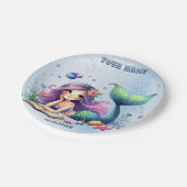 誕生日パーティーウォーターカラーマーメイドシーライフかわいい ペーパープレート (アングル)