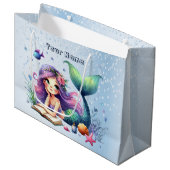 誕生日パーティーウォーターカラーマーメイドシーライフかわいい ラージペーパーバッグ (正面アングル)