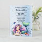 誕生日パーティーウォーターカラーマーメイドシーライフかわいい 招待状 (スタンド正面)