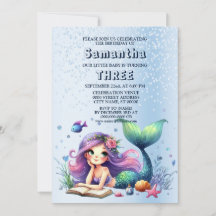 誕生日パーティーウォーターカラーマーメイドシーライフかわいい