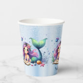 誕生日パーティーウォーターカラーマーメイドシーライフかわいい 紙コップ (正面)
