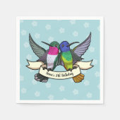 誕生日パーティーカラフルハミングバーズ漫画 スタンダードカクテルナプキン (正面)