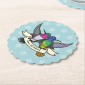 誕生日パーティーカラフルハミングバーズ漫画 ペーパーコースター (アングル)