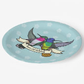 誕生日パーティーカラフルハミングバーズ漫画 ペーパープレート (アングル)