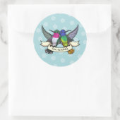 誕生日パーティーカラフルハミングバーズ漫画 ラウンドシール (バッグ)