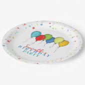 誕生日パーティーカラフルバルーン ペーパープレート (アングル)