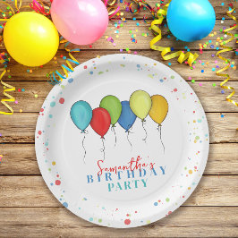 誕生日パーティーカラフルバルーン ペーパープレート