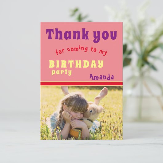 誕生日パーティーカード 子供 写真ありがとう サンキューカード (スタンド正面)