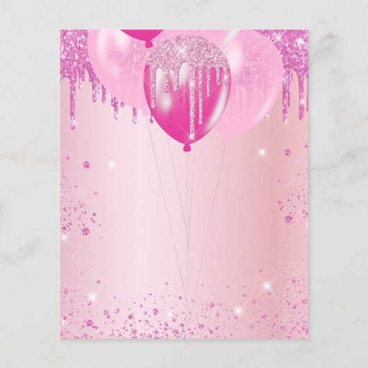 誕生日パーティーガールピンクグリッタースパークルバジェット チラシ (裏面)