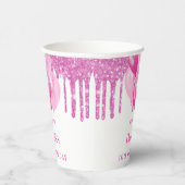 誕生日パーティーガールピンクグリッターバルーン名 紙コップ (右)