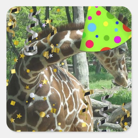 誕生日パーティーキリン スクエアシール (正面)
