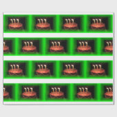 誕生日パーティーグリーンとケーキラッピング紙 ラッピングペーパー (フラット)