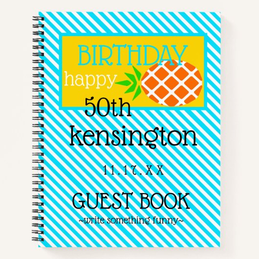 誕生日パーティーゲストブックパイナップルwith Age | ノートブック (正面)