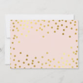 誕生日パーティースタイリッシュ金ゴールド紙吹雪ピンクの女の子 招待状 (裏面)