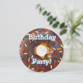 誕生日パーティーチョコレートとスプリンクルズドーナツ 招待状 (スタンド正面)