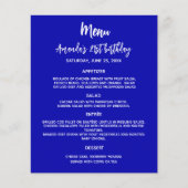 誕生日パーティーディナー王室のメニュー青い白の予算 チラシ (正面)