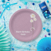 誕生日パーティーデイジーの花束とドット ペーパープレート (パーティー)