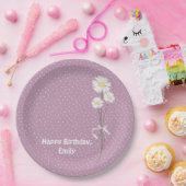 誕生日パーティーデイジーの花束とドット ペーパープレート (パーティー)