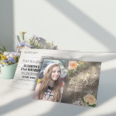 誕生日パーティーデイトフラワーウッドライトを保存 インビテーションポストカード