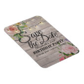 誕生日パーティーデイトフラワーウッドライトを保存 マグネット (右側)