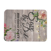 誕生日パーティーデイトフラワーウッドライトを保存 マグネット (横)