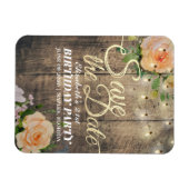 誕生日パーティーデイトフラワーウッドライトを保存 マグネット (横)