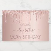 誕生日パーティーナイトバラ金ゴールドグリッターピンクの女性 スパークリングワインラベル (シングルラベル)