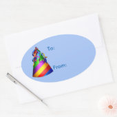 誕生日パーティーハットギフトラベルシール 楕円形シール (封筒)