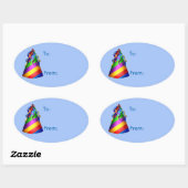 誕生日パーティーハットギフトラベルシール 楕円形シール (シート)