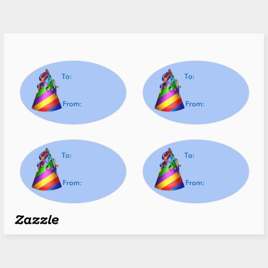 誕生日パーティーハットギフトラベルシール 楕円形シール (シート)