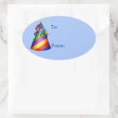 誕生日パーティーハットギフトラベルシール 楕円形シール (バッグ)