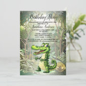 誕生日パーティーハッピーカワイワイワイワイルドワニのジャングル 招待状 (スタンド正面)