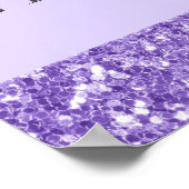 誕生日パーティーバイオレットラベンダーグリッター名 ポスター (角)