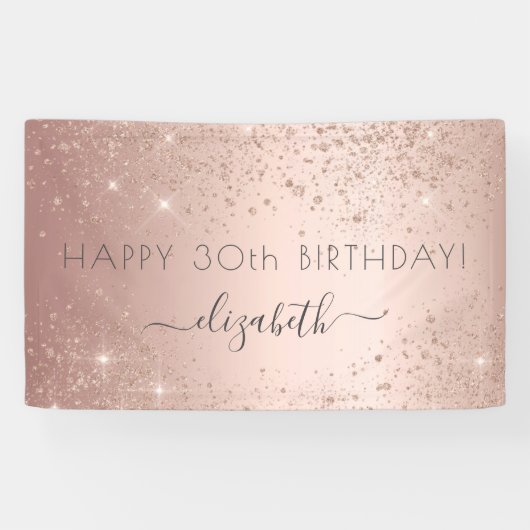 誕生日パーティーバラ金ゴールドグリッターダスト名glam 横断幕 (横)