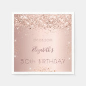 誕生日パーティーバラ金ゴールドグリッターダスト スタンダードカクテルナプキン (正面)