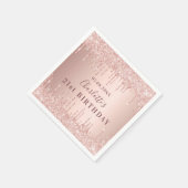 誕生日パーティーバラ金ゴールドグリッタードリップモノグラム スタンダードカクテルナプキン (角)