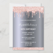 誕生日パーティーバラ金ゴールドグリッタードリップ招待状 マグネット招待状 (正面)