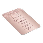 誕生日パーティーバラ金ゴールドグリッタードリップ招待状 マグネット (右側)