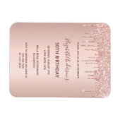 誕生日パーティーバラ金ゴールドグリッタードリップ招待状 マグネット (横)