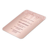 誕生日パーティーバラ金ゴールドグリッタードリップ招待状 マグネット (左側)