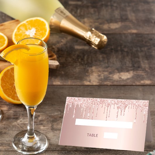 誕生日パーティーバラ金ゴールドグリッターピンクのスパークル プレイスカード