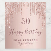 誕生日パーティーバラ金ゴールドグリッターピンクのスパークル ワインラベル (シングルラベル)