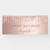 誕生日パーティーバラ金ゴールドグリッターピンクのスパークル 横断幕 (横)