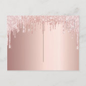 誕生日パーティーバラ金ゴールドグリッターピンクの招待 ポストカード (裏面)