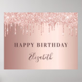 誕生日パーティーバラ金ゴールドグリッター乾燥 ポスター (正面)